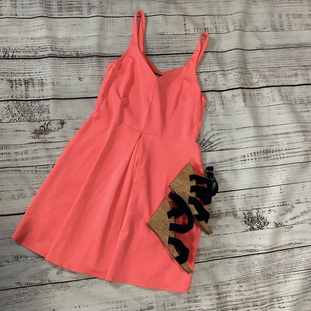 260. In Awe Neon Salmon A-line dress NWT Size Large